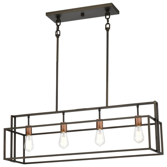 Island Pendant Nuvo 60-5854 Lake - 4 Light - Island Pendant - Forest Bronze with Copper Accents Finish Nuvo