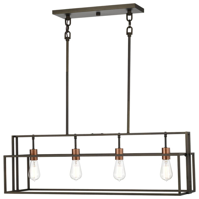Island Pendant Nuvo 60-5854 Lake - 4 Light - Island Pendant - Forest Bronze with Copper Accents Finish Nuvo