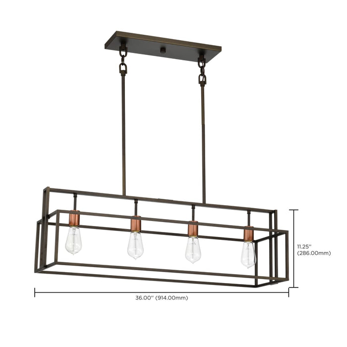 Island Pendant Nuvo 60-5854 Lake - 4 Light - Island Pendant - Forest Bronze with Copper Accents Finish Nuvo