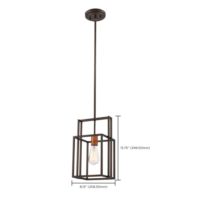Mini Pendant Nuvo 60-5855 Lake - 1 Light - Mini Pendant - Bronze with Copper Accents Finish Nuvo