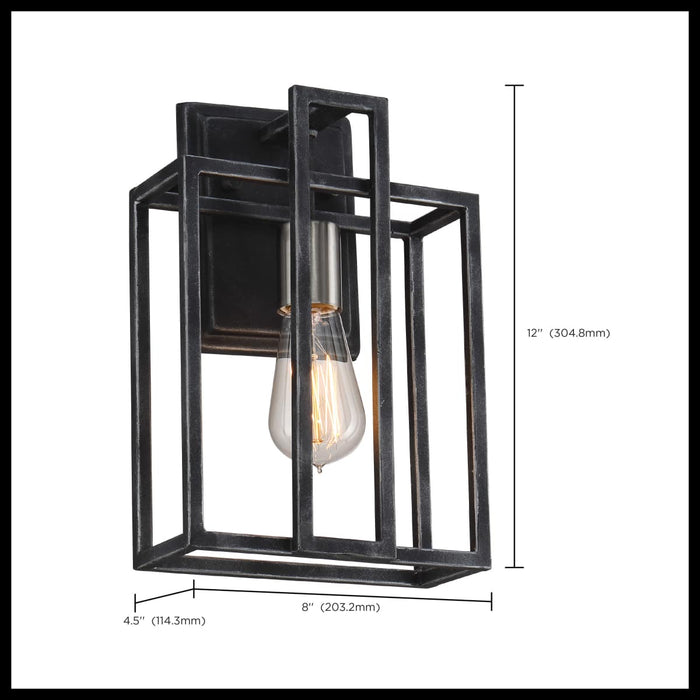 Sconce Nuvo 60-5856 Lake - 1 Light - Wall Sconce - Iron Black with Brushed Nickel Accents Finish Nuvo