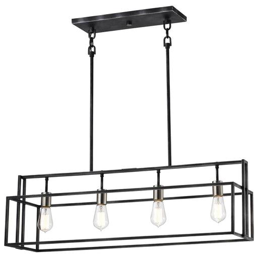 Island Pendant Nuvo 60-5859 Lake - 4 Light - Island Pendant - Iron Black with Brushed Nickel Accents Finish Nuvo