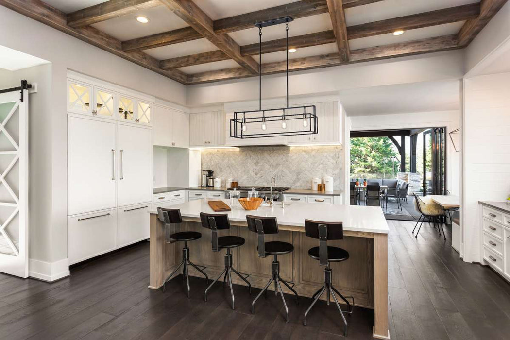 Island Pendant Nuvo 60-5859 Lake - 4 Light - Island Pendant - Iron Black with Brushed Nickel Accents Finish Nuvo