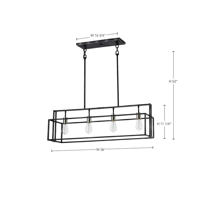 Island Pendant Nuvo 60-5859 Lake - 4 Light - Island Pendant - Iron Black with Brushed Nickel Accents Finish Nuvo