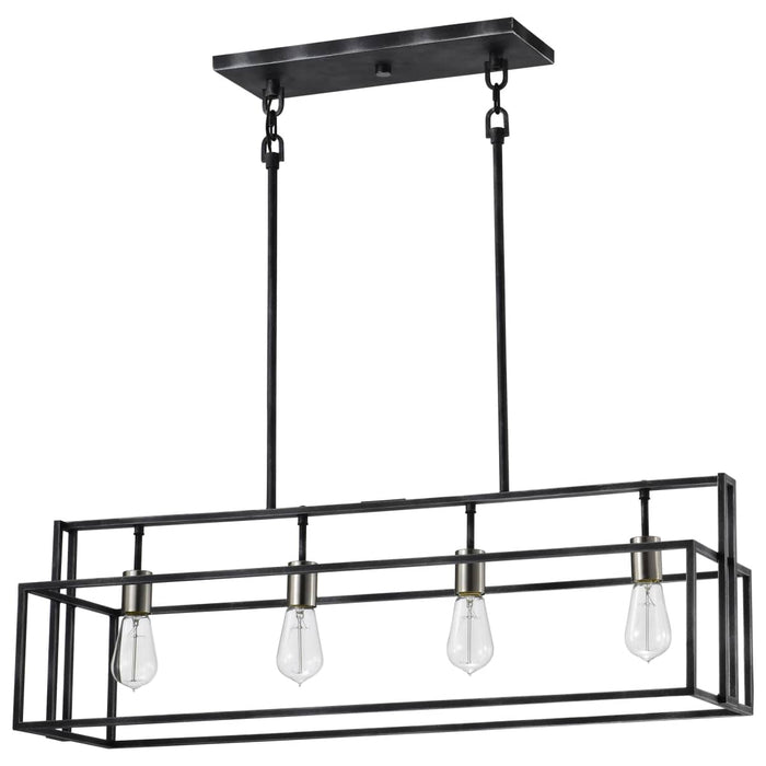 Island Pendant Nuvo 60-5859 Lake - 4 Light - Island Pendant - Iron Black with Brushed Nickel Accents Finish Nuvo