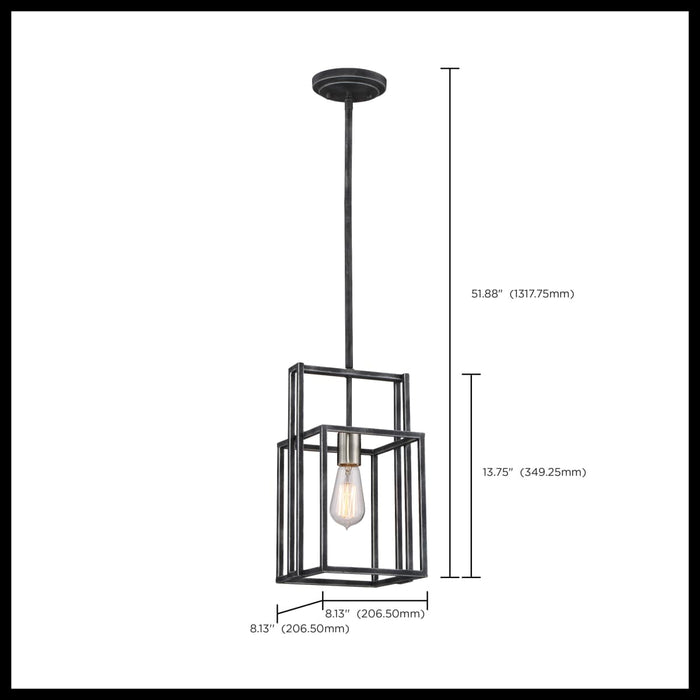 Mini Pendant Nuvo 60-5860 Lake - 1 Light - Mini Pendant - Iron Black with Brushed Nickel Accents Finish Nuvo