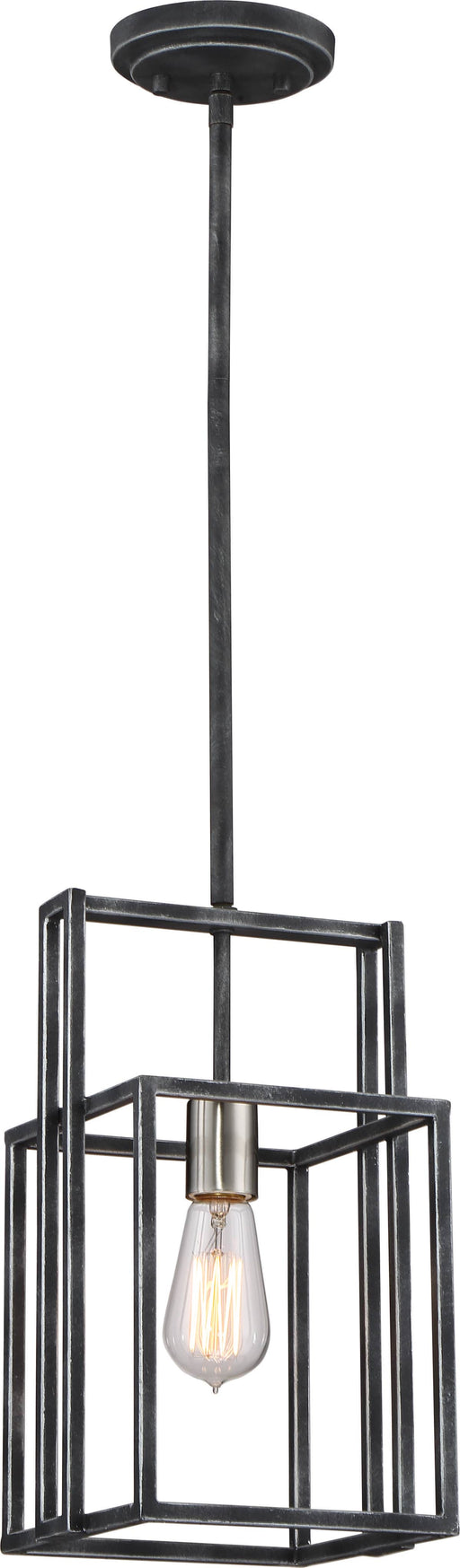 Mini Pendant Nuvo 60-5860 Lake - 1 Light - Mini Pendant - Iron Black with Brushed Nickel Accents Finish Nuvo
