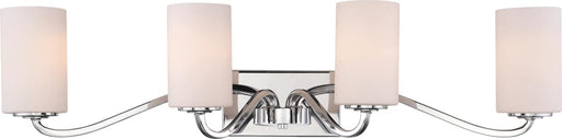 Vanity Nuvo 60-5871 Willow 4 Light - Vanity - Polished Nickel with White Glass - Polished Nickel Finish Nuvo