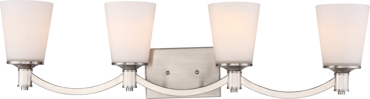 Vanity Nuvo 60-5874 Laguna 4 Light - Vanity - Brushed Nickel with White Glass Nuvo