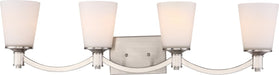 Vanity Nuvo 60-5874 Laguna 4 Light - Vanity - Brushed Nickel with White Glass Nuvo