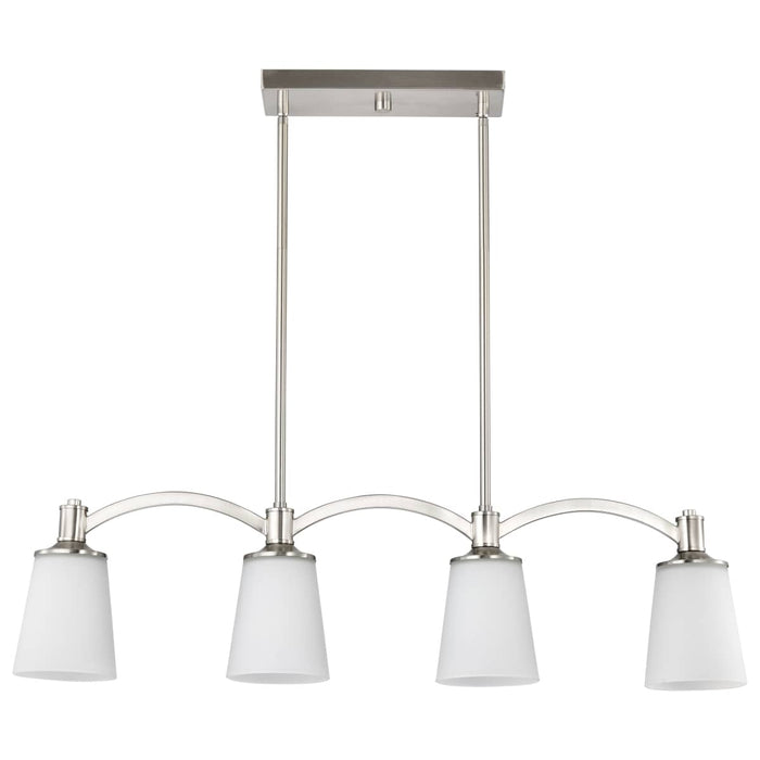 Island Pendant Nuvo 60-5875 Laguna 4 Light - Island Pendant - Brushed Nickel with White Glass Nuvo