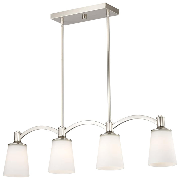 Island Pendant Nuvo 60-5875 Laguna 4 Light - Island Pendant - Brushed Nickel with White Glass Nuvo