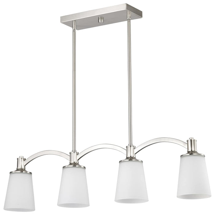 Island Pendant Nuvo 60-5875 Laguna 4 Light - Island Pendant - Brushed Nickel with White Glass Nuvo