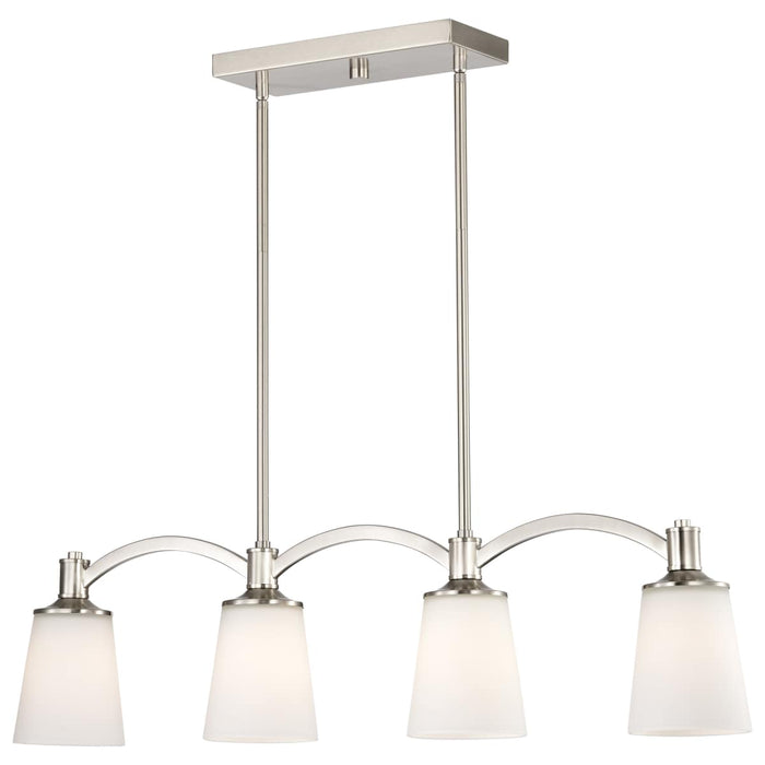 Island Pendant Nuvo 60-5875 Laguna 4 Light - Island Pendant - Brushed Nickel with White Glass Nuvo