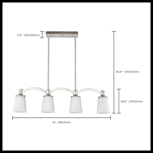 Island Pendant Nuvo 60-5875 Laguna 4 Light - Island Pendant - Brushed Nickel with White Glass Nuvo