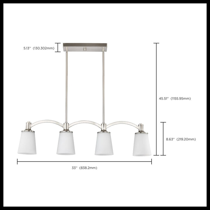 Island Pendant Nuvo 60-5875 Laguna 4 Light - Island Pendant - Brushed Nickel with White Glass Nuvo