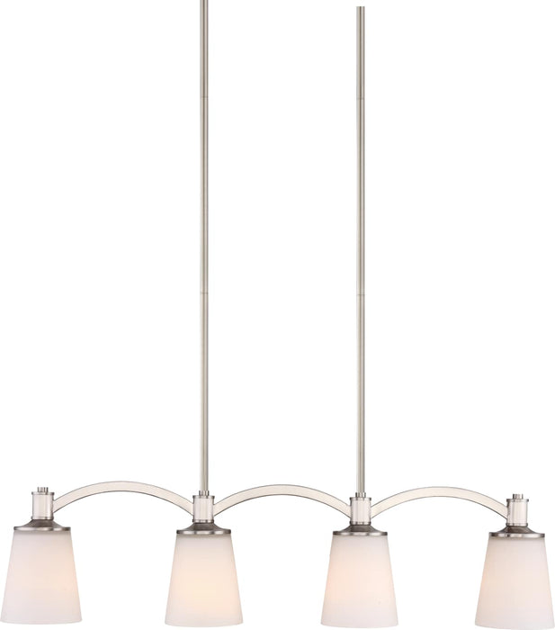 Island Pendant Nuvo 60-5875 Laguna 4 Light - Island Pendant - Brushed Nickel with White Glass Nuvo