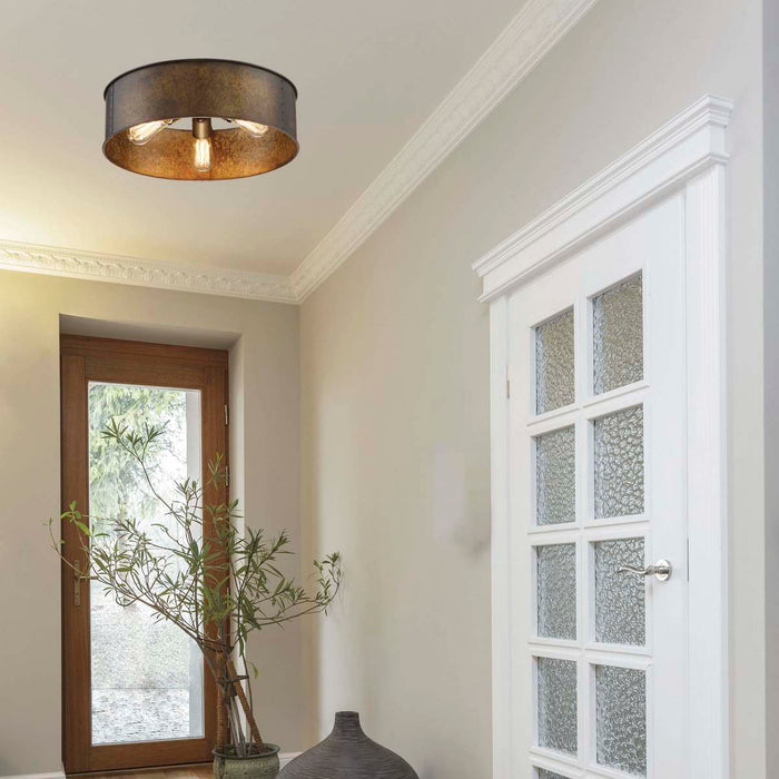 Flush Mount Nuvo 60-5893 Kettle - 3 Light - Flush Fixture with 60W Vintage Lamps Included - Weathered Brass Finish Nuvo