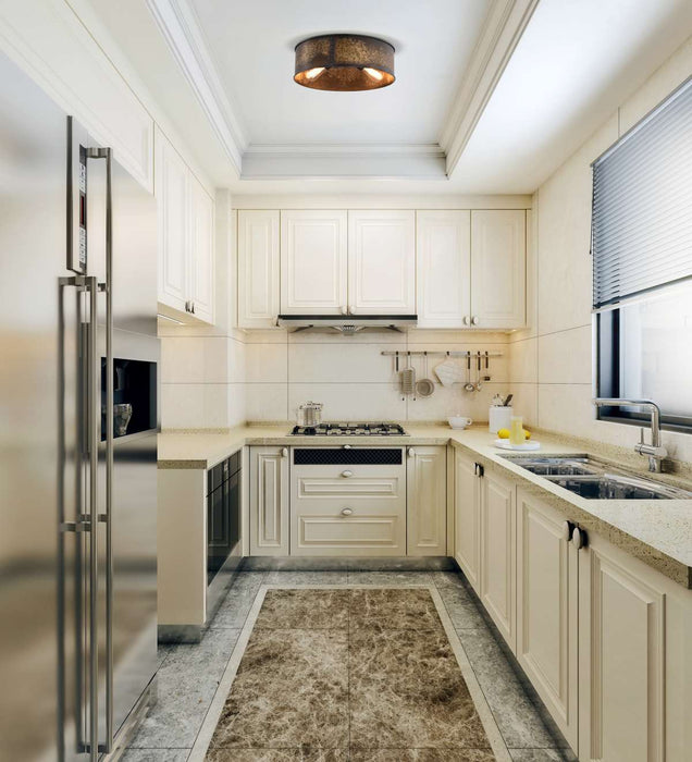Flush Mount Nuvo 60-5893 Kettle - 3 Light - Flush Fixture with 60W Vintage Lamps Included - Weathered Brass Finish Nuvo