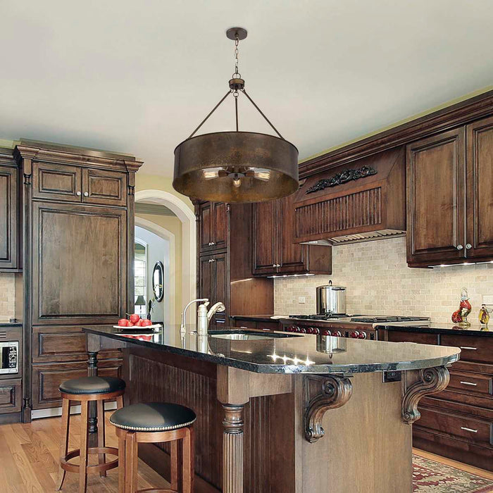 Pendant Nuvo 60-5895 Kettle - 5 Light - Oversized Pendant with 60W Vintage Lamps Included - Weathered Brass Finish Nuvo