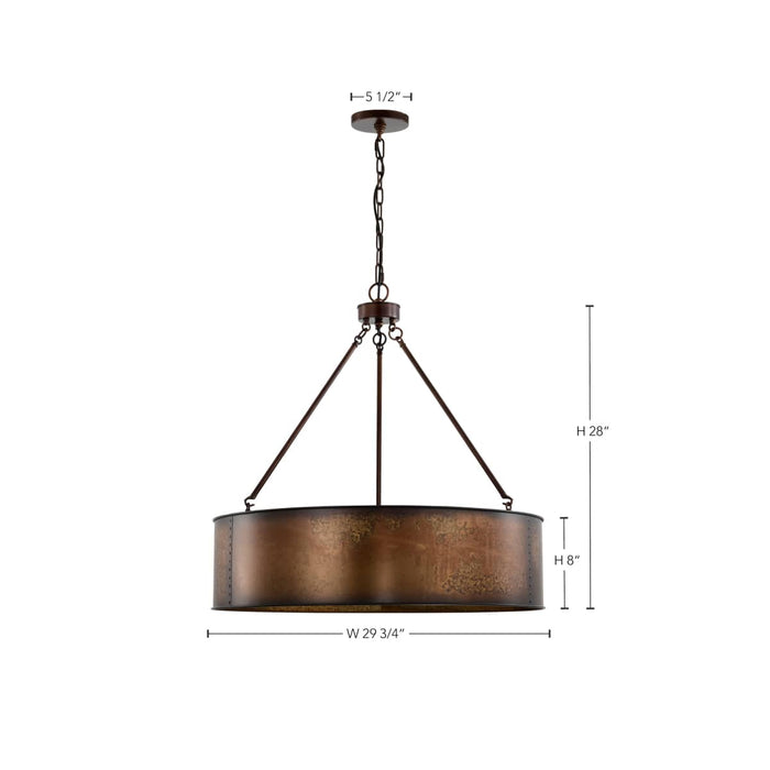 Pendant Nuvo 60-5895 Kettle - 5 Light - Oversized Pendant with 60W Vintage Lamps Included - Weathered Brass Finish Nuvo