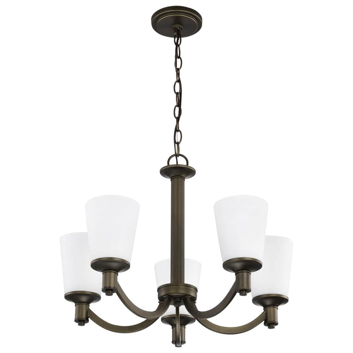 Chandelier Nuvo 60-5925 Laguna - 5 Light - Hanging Fixture with White Glass - Forest Bronze Finish Nuvo