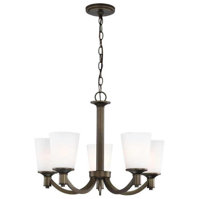 Chandelier Nuvo 60-5925 Laguna - 5 Light - Hanging Fixture with White Glass - Forest Bronze Finish Nuvo