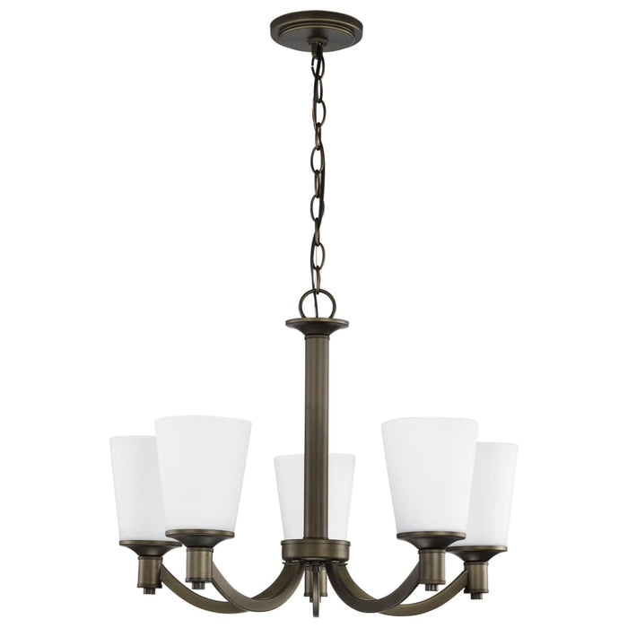 Chandelier Nuvo 60-5925 Laguna - 5 Light - Hanging Fixture with White Glass - Forest Bronze Finish Nuvo
