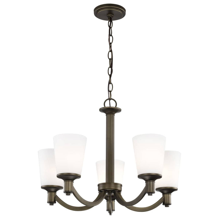 Chandelier Nuvo 60-5925 Laguna - 5 Light - Hanging Fixture with White Glass - Forest Bronze Finish Nuvo