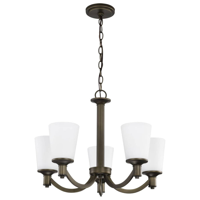 Chandelier Nuvo 60-5925 Laguna - 5 Light - Hanging Fixture with White Glass - Forest Bronze Finish Nuvo