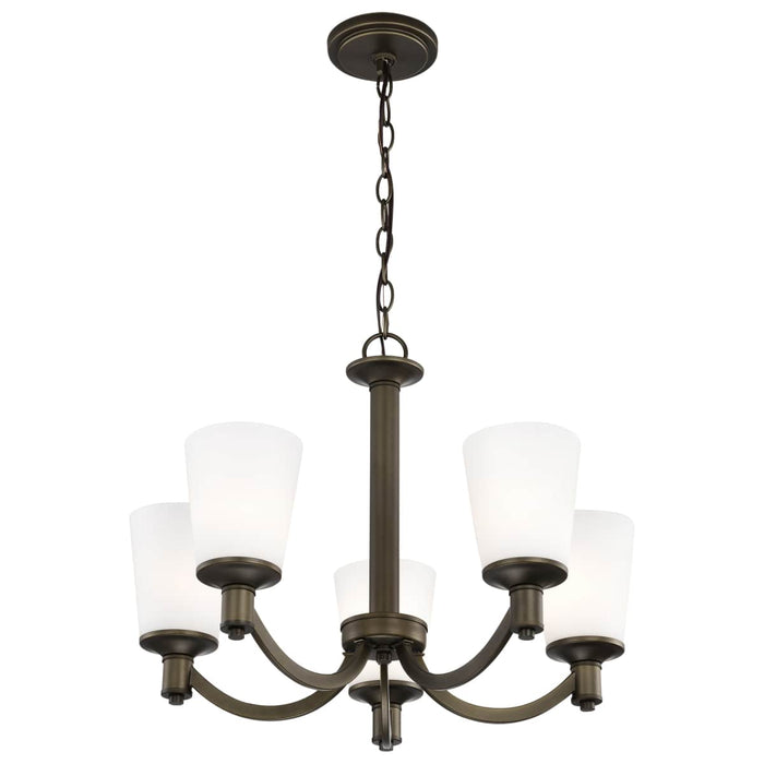 Chandelier Nuvo 60-5925 Laguna - 5 Light - Hanging Fixture with White Glass - Forest Bronze Finish Nuvo