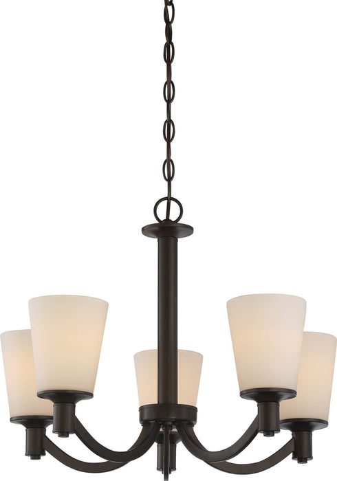 Chandelier Nuvo 60-5925 Laguna - 5 Light - Hanging Fixture with White Glass - Forest Bronze Finish Nuvo