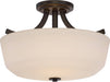 Semi Flush Nuvo 60-5926 Laguna - 2 Light - Semi-Flush with White Glass - Forest Bronze Finish Nuvo