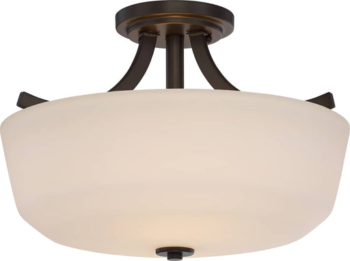 Semi Flush Nuvo 60-5926 Laguna - 2 Light - Semi-Flush with White Glass - Forest Bronze Finish Nuvo