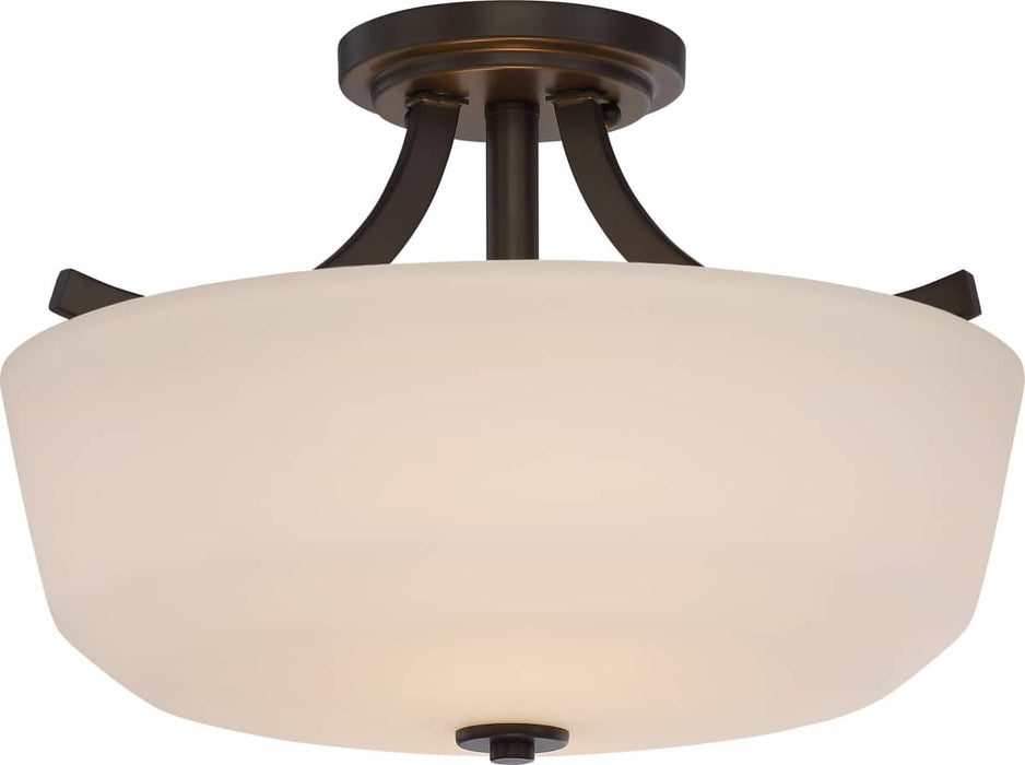 Semi Flush Nuvo 60-5926 Laguna - 2 Light - Semi-Flush with White Glass - Forest Bronze Finish Nuvo