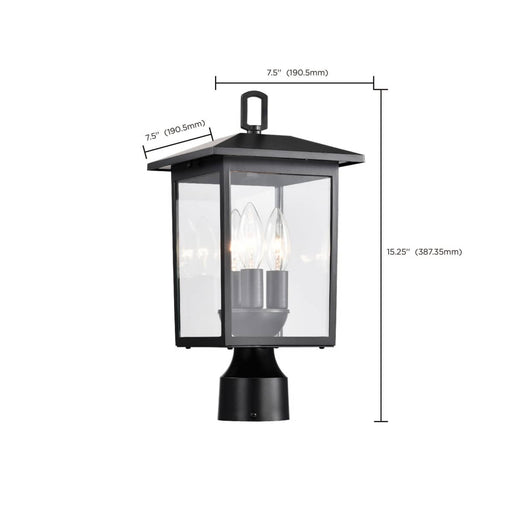Post Lantern Nuvo 60-5932 Jamesport Collection Outdoor 15 inch Post Light Pole Lantern - Matte Black with Clear Glass Nuvo