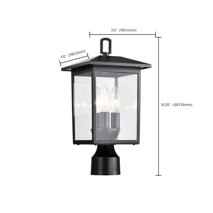 Post Lantern Nuvo 60-5932 Jamesport Collection Outdoor 15 inch Post Light Pole Lantern - Matte Black with Clear Glass Nuvo