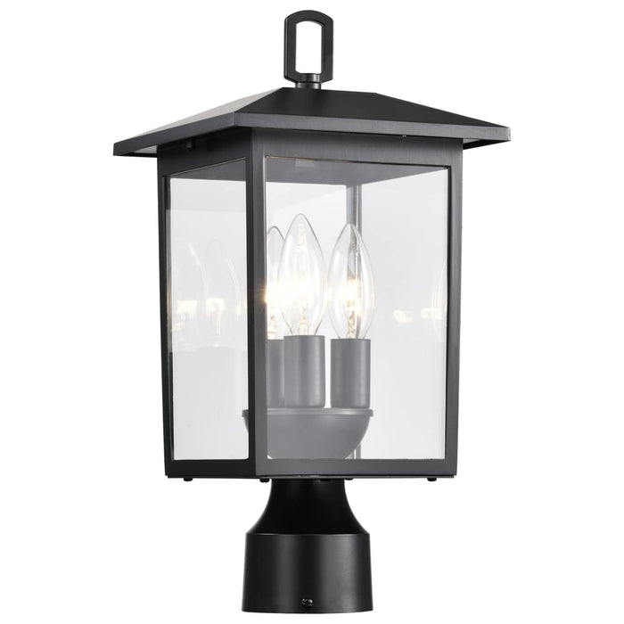 Post Lantern Nuvo 60-5932 Jamesport Collection Outdoor 15 inch Post Light Pole Lantern - Matte Black with Clear Glass Nuvo