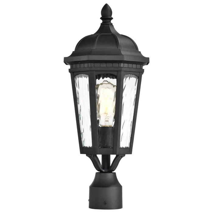 Post Lantern Nuvo 60-5943 East River Collection Outdoor 19.5 inch Post Light Pole Lantern - Matte Black Finish with Clear Water Glass Nuvo