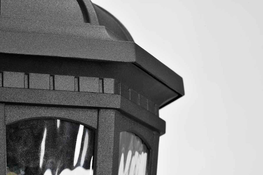 Post Lantern Nuvo 60-5943 East River Collection Outdoor 19.5 inch Post Light Pole Lantern - Matte Black Finish with Clear Water Glass Nuvo