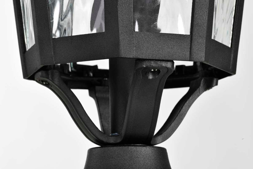 Post Lantern Nuvo 60-5943 East River Collection Outdoor 19.5 inch Post Light Pole Lantern - Matte Black Finish with Clear Water Glass Nuvo