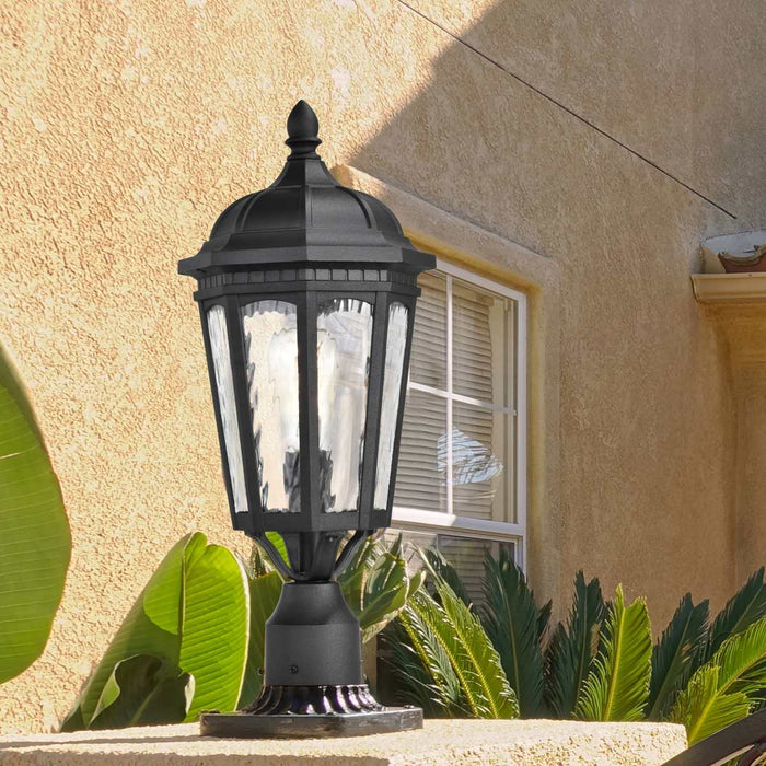 Post Lantern Nuvo 60-5943 East River Collection Outdoor 19.5 inch Post Light Pole Lantern - Matte Black Finish with Clear Water Glass Nuvo