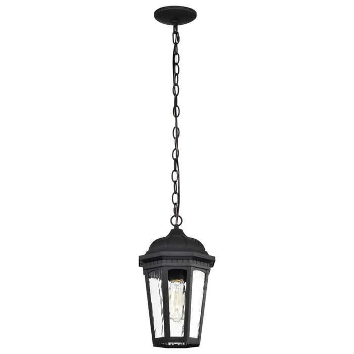 Hanging Lantern Nuvo 60-5944 East River Collection Outdoor 14.5 inch Hanging Light - Matte Black Finish with Clear Water Glass Nuvo