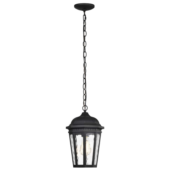 Hanging Lantern Nuvo 60-5944 East River Collection Outdoor 14.5 inch Hanging Light - Matte Black Finish with Clear Water Glass Nuvo