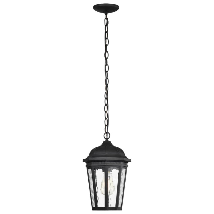 Hanging Lantern Nuvo 60-5944 East River Collection Outdoor 14.5 inch Hanging Light - Matte Black Finish with Clear Water Glass Nuvo