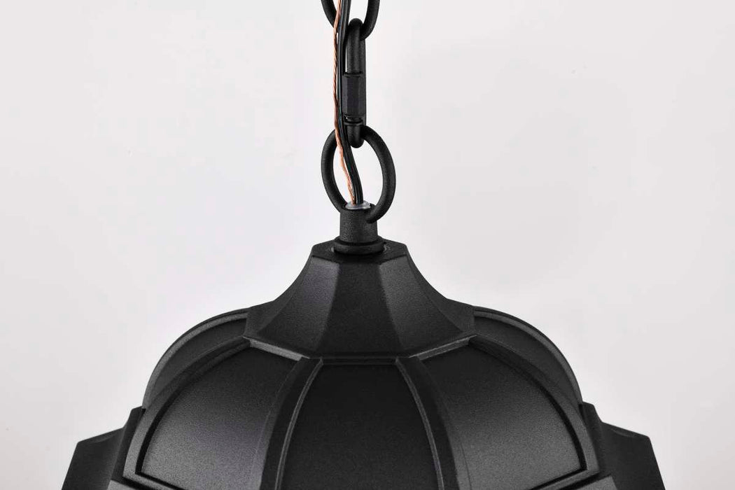 Hanging Lantern Nuvo 60-5944 East River Collection Outdoor 14.5 inch Hanging Light - Matte Black Finish with Clear Water Glass Nuvo