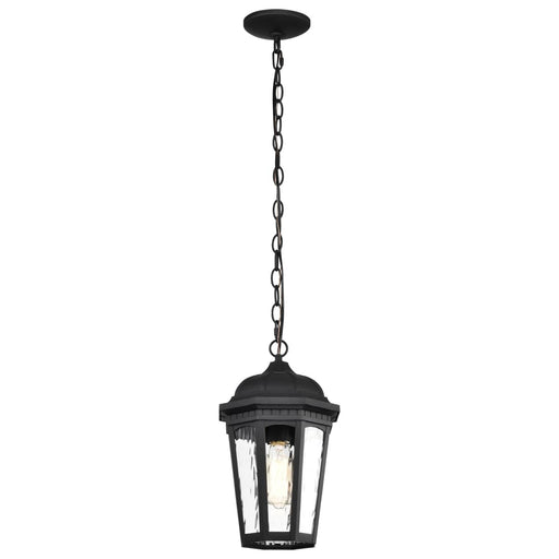 Hanging Lantern Nuvo 60-5944 East River Collection Outdoor 14.5 inch Hanging Light - Matte Black Finish with Clear Water Glass Nuvo