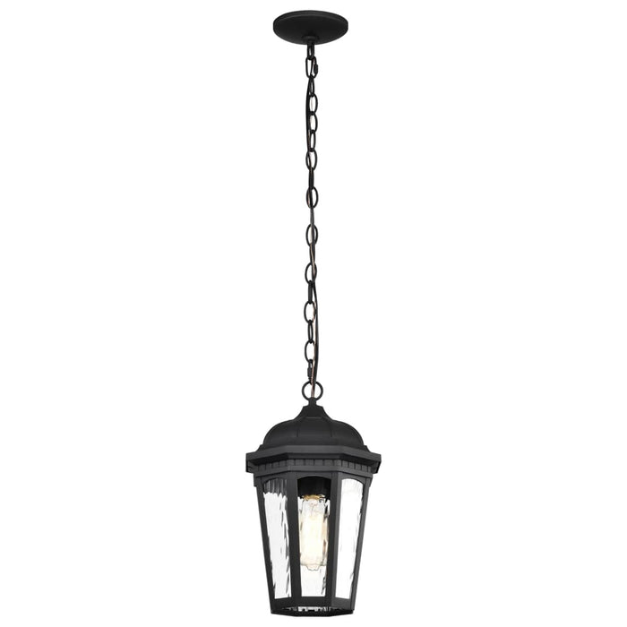 Hanging Lantern Nuvo 60-5944 East River Collection Outdoor 14.5 inch Hanging Light - Matte Black Finish with Clear Water Glass Nuvo