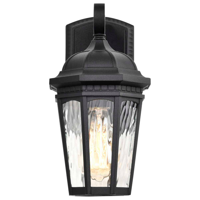 Wall Lantern Nuvo 60-5945 East River Collection Outdoor 12 inch Small Wall Light - Matte Black Finish with Clear Water Glass Nuvo