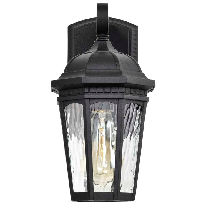 Wall Lantern Nuvo 60-5945 East River Collection Outdoor 12 inch Small Wall Light - Matte Black Finish with Clear Water Glass Nuvo